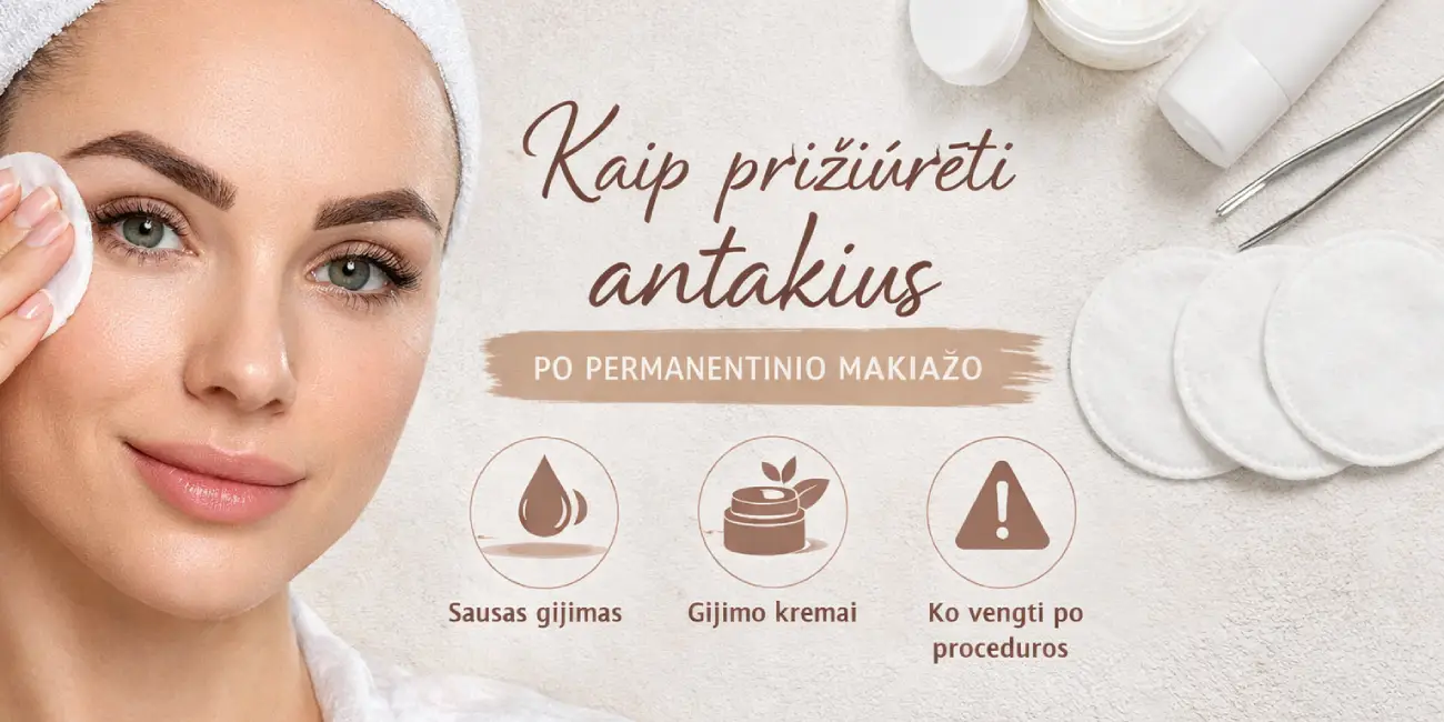 Picture with beige backgruond and cosmetic tools, and women face